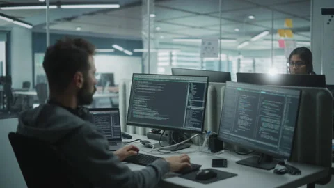 Person Working on Computer in Office Video stock 159548373
