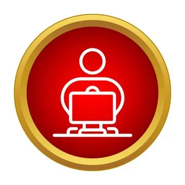 Person working at computer online desktop icon 库存插图