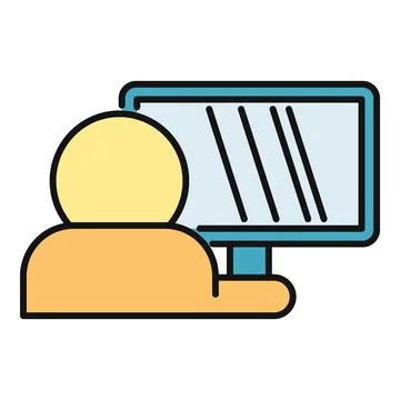 Person working at computer screen icon Illustrazione stock