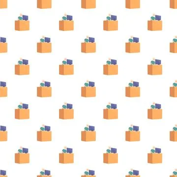 Person working at computer seamless pattern background 库存插图