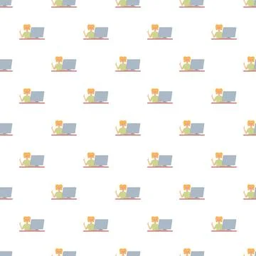 Person working at computer seamless vector pattern Stock-Illustration