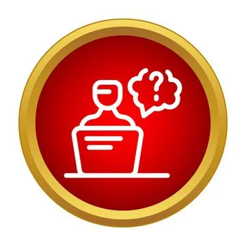 Person working at computer thinking, asking question Stock Illustration
