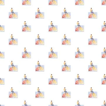 Person working on data analytics dashboard seamless pattern 스톡 일러스트