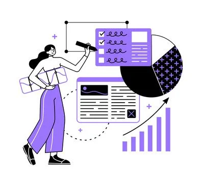 Person is working with data Stock Illustration