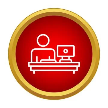 Person working at desk with computer icon Stock Illustration