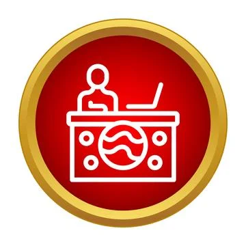 Person working at desk with computer icon 스톡 일러스트
