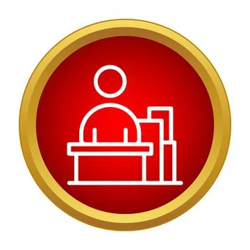 Person working at desk with documents icon Stock Illustration