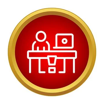 Person working at desk with problem and warning sign Stockillustratie