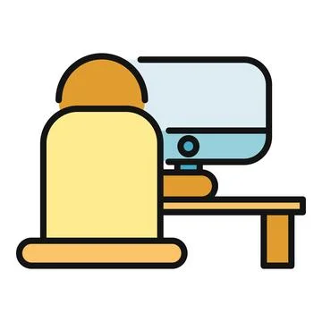 Person working at desk with technology computer Stock Illustration
