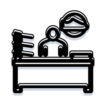Person working at desk thinking about vacation Stock Illustration