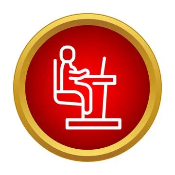 Person working at desk using laptop computer icon 스톡 일러스트