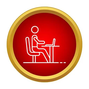 Person working at desk using laptop online Stock Illustration