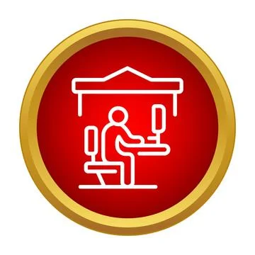 Person working at desktop computer icon Stock Illustration