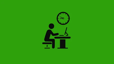 Person working on a laptop with clock animation. 4K motion animation. Stock Footage 293479350