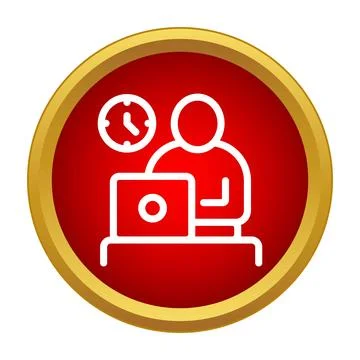 Person working on laptop with clock icon Stock Illustration