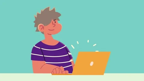 Person working on laptop computer animated motion graphic. Stock Footage 333606473