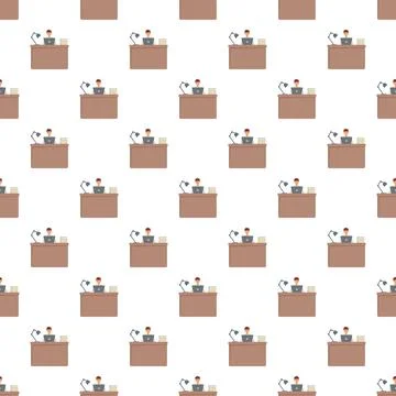 Person working on laptop computer at desk pattern Stock Illustration