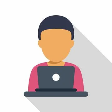 Person working on laptop computer flat icon Illustrazione stock