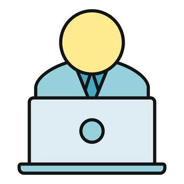 Person working on laptop computer flat icon design 스톡 일러스트