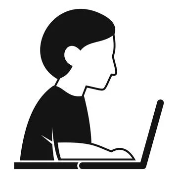Person working on laptop computer icon Illustrazione stock