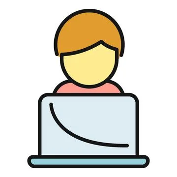 Person working on laptop computer icon Stockillustratie