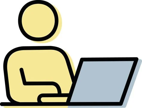 Person working on laptop computer icon Stock Illustration
