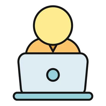 Person working on laptop computer icon 스톡 일러스트