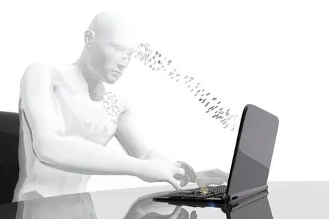 Person working with laptop computer Stock Illustration