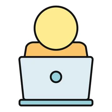 Person working on laptop computer online using technology Illustrazione stock