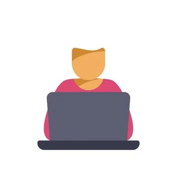 Person working on laptop computer programming remotely イラスト素材