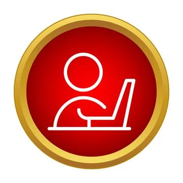 Person working on laptop computer programming icon Stock Illustration