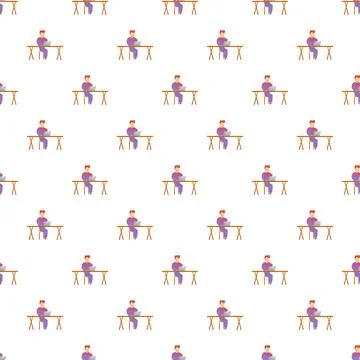 Person working on laptop computer seamless pattern 스톡 일러스트