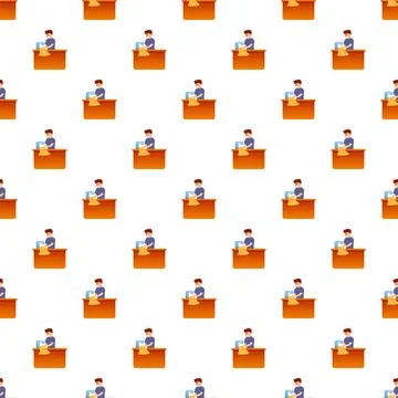 Person working on laptop computer seamless pattern 스톡 일러스트