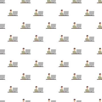 Person working on laptop computer seamless pattern Illustrazione stock