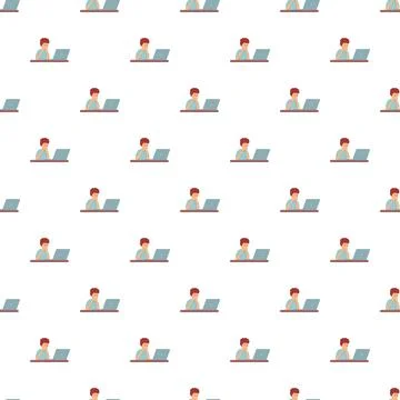 Person working on laptop computer seamless pattern Stock Illustration
