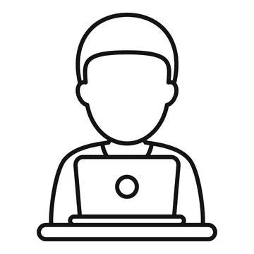 Person working on laptop computer technology icon Illustrazione stock