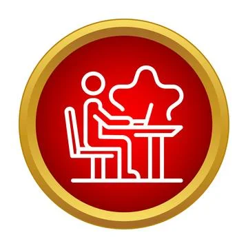 Person working on laptop creative remote freelance work icon Stock Illustration
