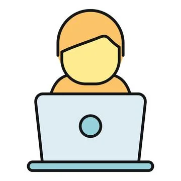 Person working on laptop, remote work concept Stockillustratie
