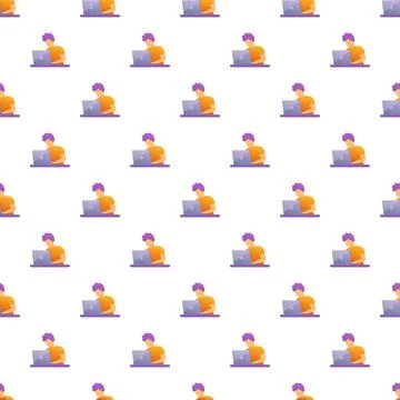 Person working on laptop seamless pattern Stock Illustration