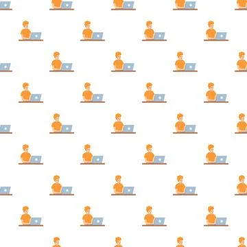 Person working on laptop seamless pattern background Stock Illustration