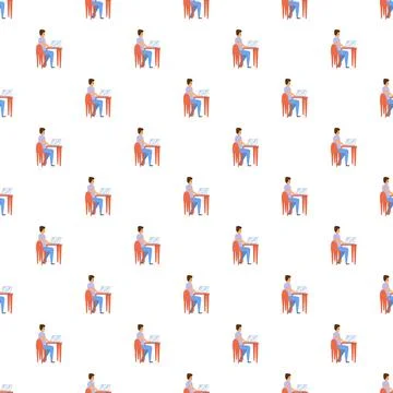 Person working on laptop seamless pattern 库存插图