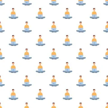 Person working on laptop seamless pattern for background Stock Illustration