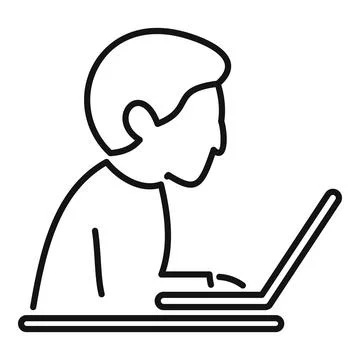 Person working on laptop, user using computer technology Illustrazione stock