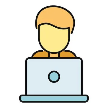Person working on laptop, user working remotely Stock Illustration