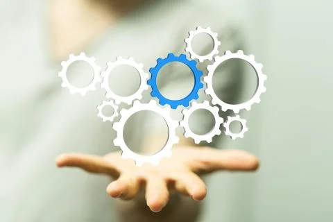 A person working with a modern virtual interface screen of engineering and de Stock Photos