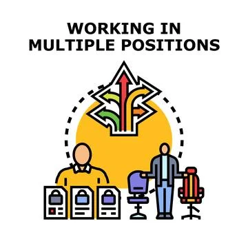 Person working in multiple positions managing diverse roles Stock Illustration