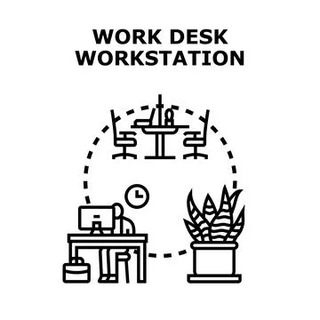 Person working at office desk workstation concept Stock Illustration