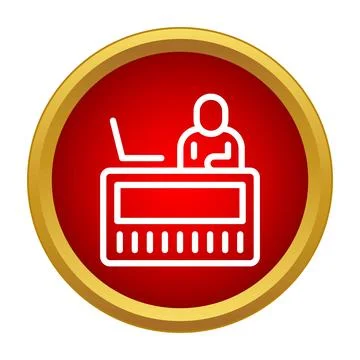 Person working at reception desk providing service icon Ilustração Stock