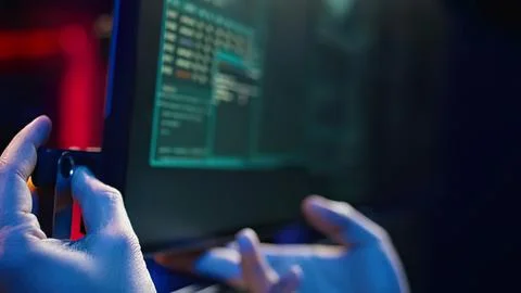 Person working with usb drive on computer screen Stock Photos