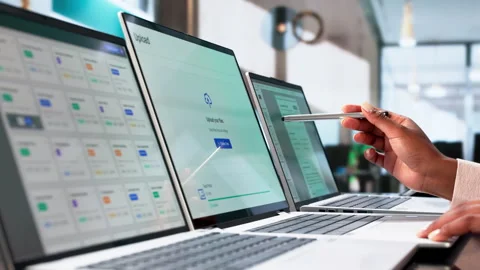 Person Works On Laptop Uploading Data Files Stock Footage 339910216